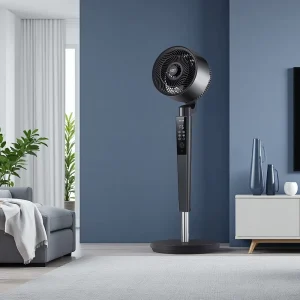 AC Variable-frequency Electric Floor Fan with Remote, Voice and Touch Control, 12 Wind Speeds, Air Circulation