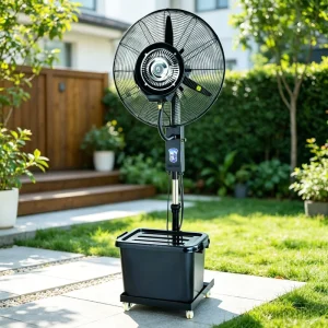 AC220V 260W Centrifugal Water Mist Floor Fan with Large-Capacity Water Tank, Oscillation, 3 Speeds and Touch Control
