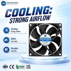 AM 9225M24B 92x92x25mm 12V 24V 48V High CFM Brushless Ball Bearing Electric Fan IP65 IP66 IP67 IP68 Waterproof DC Cooling Fan