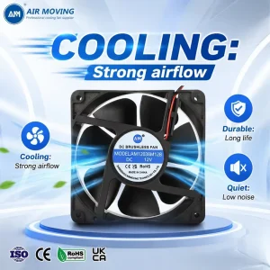 AM12038M12B Electric 5V 12V 24V 48V Ball Bearing 120x120x38mm Adjustable Blade Axial Cooling Fan DC Brushless Motor