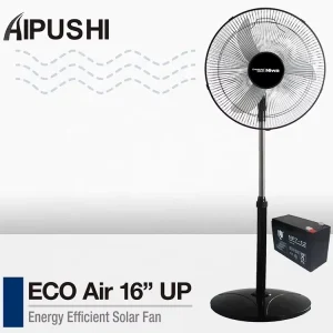 APP Control Design High Speed 1250rpm 10W 12V Solar DC Pedestal 3 5 PP Blades Fan Black White Color Brushless Motor Stand Fan