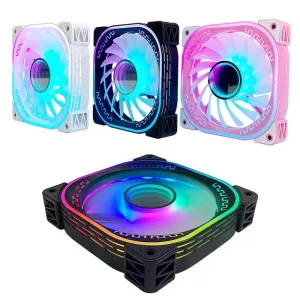 ARGB 120mm PC Cooling Fan with Colorful LED Light Fluid Bearing 16dBA Quiet 38CFM 12V for Gaming Computer Cases