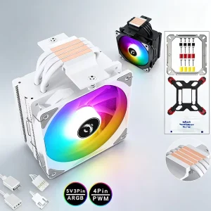 ARGB High Air Volume 120mm Tower CPU Fan 4 Heatpipe PWM Radiator Desktop Air Cooler for 12th Gen LGA1700 AM4 1150