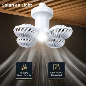 AY-1108 Solar LED Fan Light, DC Motor, Rechargeable Battery, Wall-Mounted, Bedroom, Remote Control, Factory Direct OEM/ODM