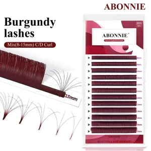 Abonnie Burgundy Lash Blooming Cashmere Easy Fan Brown Colored Lashes Extensions Volume Cilios Automatic Fanning Like Butter