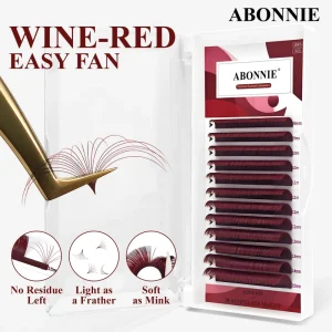 Abonnie Burgundy Lashes Wine Color Easy Fan Lash Extension Trays