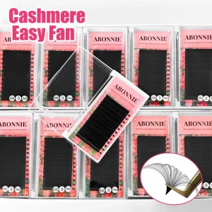 Abonnie Easy Fan Volume Lash Trays Cashmere Matte Black Easy Fan J C D Curl Dark Matte Cashmere Lash Extensions