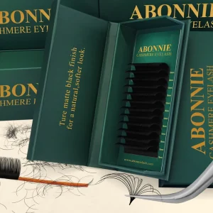 Abonnie Satin Mink Lash Extensions Supplies Custom logo Cashmere Matte Black Lash Trays