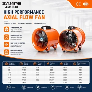 Extractor Portable Blower Axial Fan High Volume Explosion Proof Pneumatic Ball Bearing 220V AC OEM ODM Customizable Hotels 750W