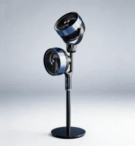 Adjustable Double Head Air Circulation Fan AC Brush Motor Remote Control LCD Display Floor Standing Fan Pedastal Fan