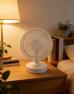Adjustable Height Plastic Table Top Air Cooling Fan with Mechanical Control 4 Speeds Built in 2000mAh Battery for Car Hotel Use