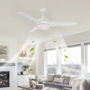 Adjustable Speeds White 52 Inch LED Ceiling Fan 3 Blade Decorative Modern Ceiling Fan Light