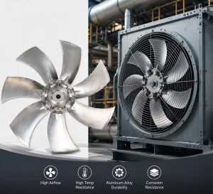 Aerodynamic Sickle Blade Serrated Aluminum Axial Impeller 8 Blades for High Temperature Industrial Blower System