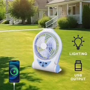 Air Cooler Fan with Solar Panel AC DC Function and USB Rechargeable Potable Fan with Low Noise for Home Office