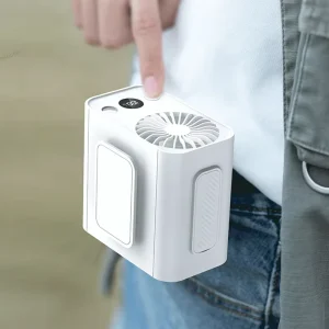 Air Cooler Portable Fan 3600mAh Rechargeable Waist Mount Outdoor Fan Torch Flashlight Mute 5 Speed Power Bank Fan