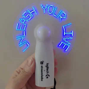 Air Cooling Wedding Gift Custom Spanish Text LED Message Fan Scrolling LED Text Mini Fan