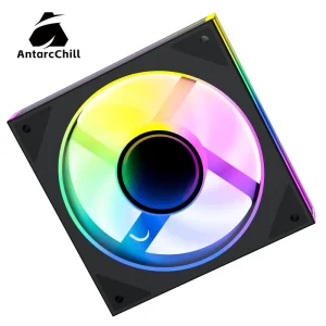 AntarcChill 120mm Matte Black ARGB Synchronized 4Pin PWM Plastic Heatsink Large Airflow Anti Shock PC Gaming Desktop Cooling Fan