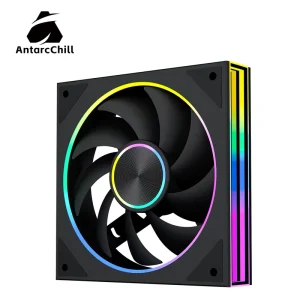 AntarcChill Black 120mm High Airflow PWM Fan Low Noise Fluid Bearing Long Life PC Cooling Case OEM Plastic Heatsink 4Pin
