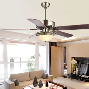 Antique Style 52 Inch Bronze Ceiling Fan with LED Light Vintage Wood Ceiling Fan Light
