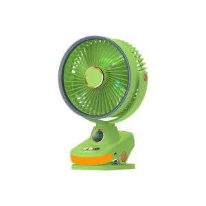 Aoolif 6 Inch Auto Oscillating Clip on Fan Digital Display 5 Speed Timing LED Ambient Light 3000mAh Rechargeable Circulation Fan