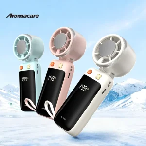 Aromacare Handheld Ice Compress Fan 200 Speeds Foldable 4000mAh Cooling Handheld Fan with Power Bank for Outdoor Travel
