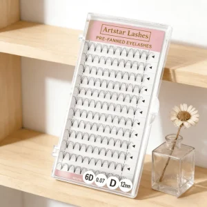 Artstar for Volume Premade Fans Eyelash Extensions D Synthetic Hair 12 Rows Thick Band Fuller Lash Line Finish