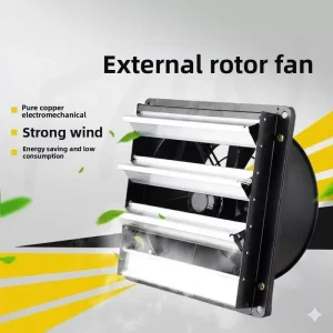 Automatic Shutter Square Exhaust Fan Low Noise External Rotor Motor Industrial Ventilator 220V