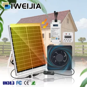 Automatic Solar Powered 4 Inch Exhaust Fan Timer 4A Battery 3.6W Plastic Panel Continuous Industrial Ventilation Energy Save