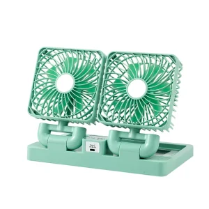Automotive Fan Universal Fit Car Fan Dual Head Strong Wind Low Noise USB Port Solar Powered Summer Use