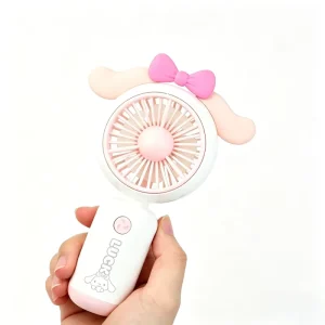Awaii Cartoon Round Ear Mini Fan Lightweight Handheld Cooling Fan for Girls Kids Daily Use
