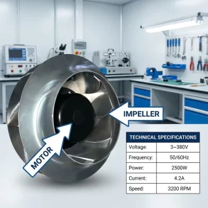 B3P355 EC188 001 380V Adjustable Speed EC Centrifugal Fan High Efficiency and Energy Saving Direct Supply From Manufacturer