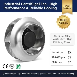 B3P450 EC102 100 220V 50 60HZ EC Centrifugal Fan 450mm 260W 4600m h High Airflow Sheet Aluminum Blades 1100rpm