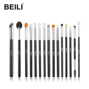 BEILI Black Silver Eyebrow and Eyelash Lip Shadow Brush Angle Fan Makeup Brush Professional Makeup Tool