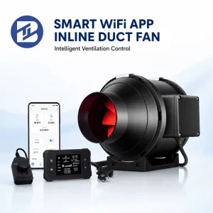 BIOTE 110 240V 6″ Smart WIFI APP Electric Duct Fan EC Motor Silent Programmable Controller Temperature Humidity Hydroponic Grow