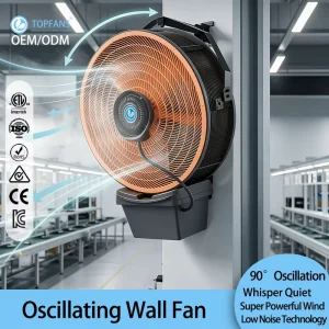 BLDC Misting Industrial Wall Fan with Touch Control Plastic Blades 1250mm 220V for High Temperature Garment Factories