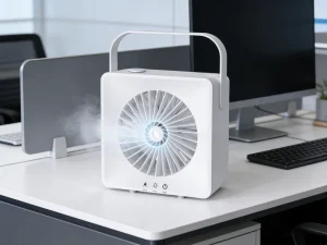 Basic Table Desktop Mini ABS Air Cooling Fan Battery USB Rechargeable Three Speed Silent Portable Humidification Spray for