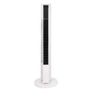 Battery-Powered Leafless Tower Fan with Bladeless Cooling Remote Control for Outdoor Car RV Garage Hotel Use Plastic Material