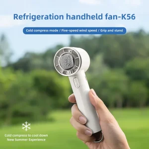 Battery Powered Mini Portable High Speed Air Cooling Fan 100 Level Digital Display Wearable Outdoor Use 5V Foldable English