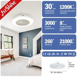 Bedroom 110v Dc Motor Remote Control Flush Mounted Smart Modern Ceiling Fan with Light