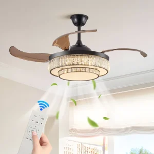 Bedroom Dining Room 48 Inch Contemporary Quiet Ceiling Fan With LED Light and Remote Control Kitchen