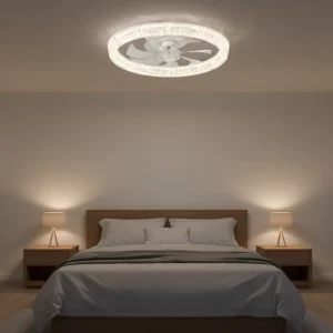 Bedroom Indoor Modern Silent Mini DC Motor Ceiling Fan with LED Light and Remote Control 10 Year Warranty
