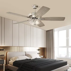 Bedroom Living Room Dimmable LED Light Silent Operation Best Ceiling Fan With Light and Remote