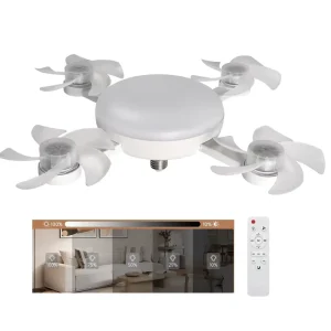 Bedroom Remote Control Indoor Decorative Ceiling Fan Lamp E27 21W Drone Style 24W Fan AC95 265V Folding Blade 3CCT Dimmable