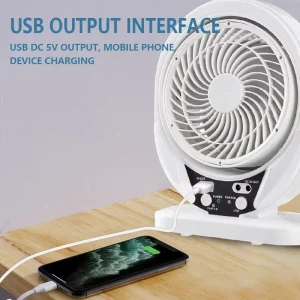Berserk Hotel Solar & Battery Powered Mechanical Desk Table Fan with Two Speed Settings Small Outdoor Air Cooling Fan