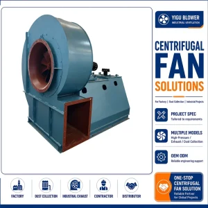 Bespoke High Pressure Industrial Centrifugal Blower Direct Drive Forced Ventilation Fan for Dust Particle Conveying Systems