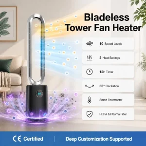 Best Seller Electric Vaneless Natural Wind Floor air Circulation Pedestal Bladeless Tower Fan
