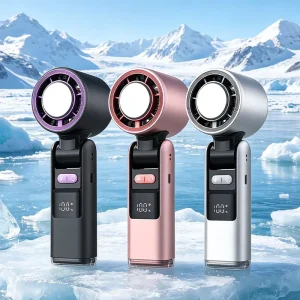 Best Selling 18650 Li ion Battery Led Hand Fan 2400mAh Type C Rechargeable Fan 100 Speed Levels Led Digital Display Portable Fan