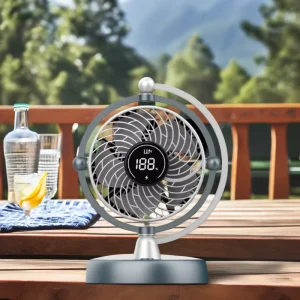 Best Selling Plastic Table Cooling Fan LED Light Rechargeable Battery Low Noise USB 3 Speed Air Cooler Outdoor Car Hotel Use