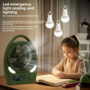 Best selling Solar Powered for Radio Table Fan for Outdoor Camping Rechargeable ABS Material
