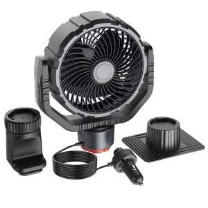Big Size 7 Inches Car Fan Truck Fan Adjustable Stepless Wind Speed Suitable for 12V 24V Vehicle Brushless Clip Fan